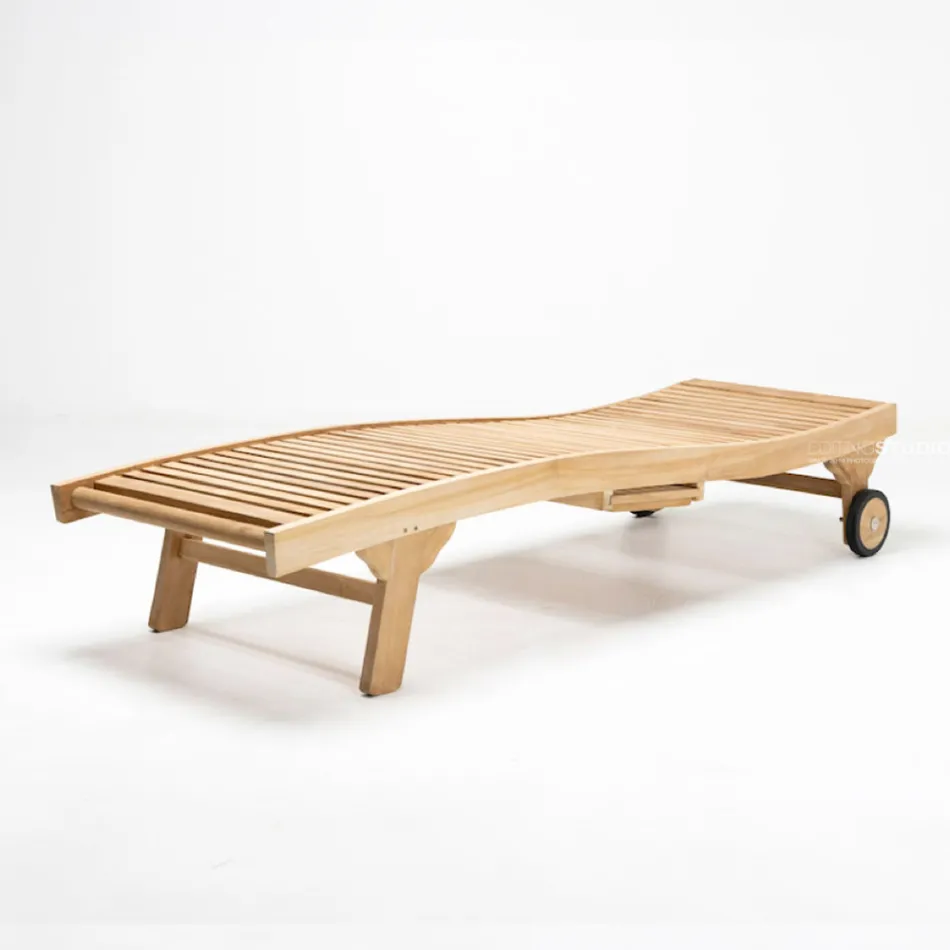 Outdoor Sunbed in Natural Teak - Yggdrasil Viadurini