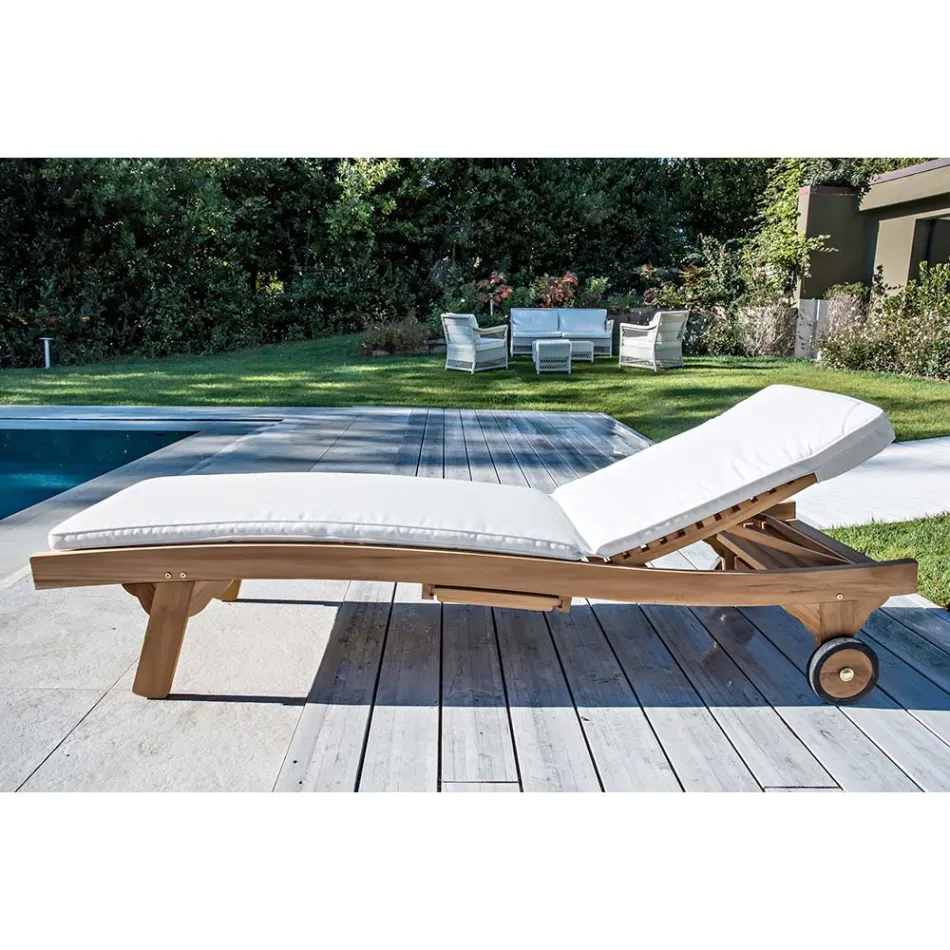 Outdoor Sunbed in Natural Teak - Yggdrasil Viadurini