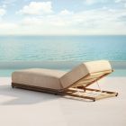 Outdoor Sunbed in Fabric and Wooden Structure Made in Italy - Armelia Viadurini