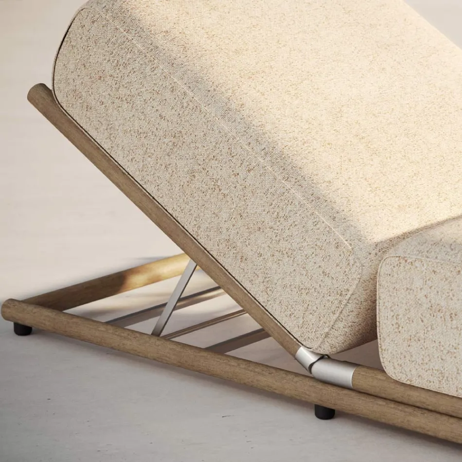 Outdoor Sunbed in Fabric and Wooden Structure Made in Italy - Armelia Viadurini