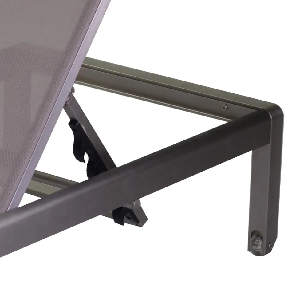 Outdoor Lounger Made of Anodized Aluminum and Textilene - Block Viadurini