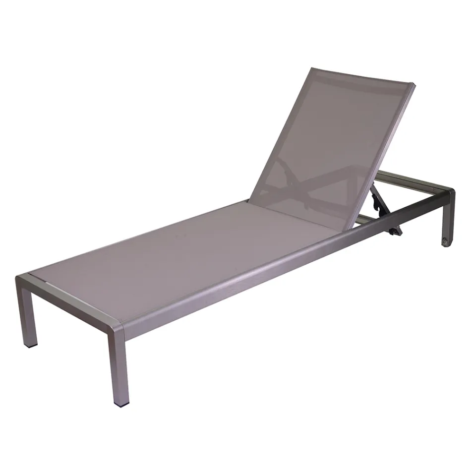 Outdoor Lounger Made of Anodized Aluminum and Textilene - Block Viadurini