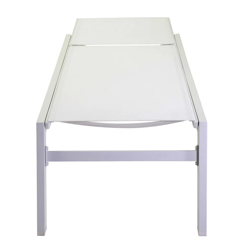 Outdoor Lounger Made of Aluminum and Textilene with 2 Wheels - Costume Viadurini