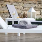 Outdoor Lounger Made of Aluminum and Textilene with 2 Wheels - Costume Viadurini