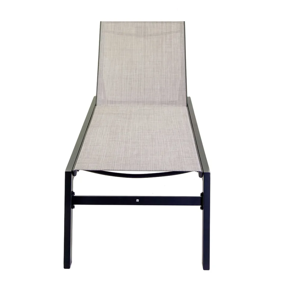 Outdoor Lounger Made of Aluminum and Textilene with 2 Wheels - Costume Viadurini