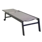 Outdoor Lounger Made of Aluminum and Textilene with 2 Wheels - Costume Viadurini