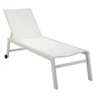 Outdoor Lounger Made of Aluminum and Textilene with 2 Wheels - Costume Viadurini