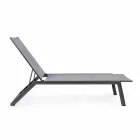 Reclining Outdoor Lounger with Aluminum and Textilene Wheels - Jewel Viadurini
