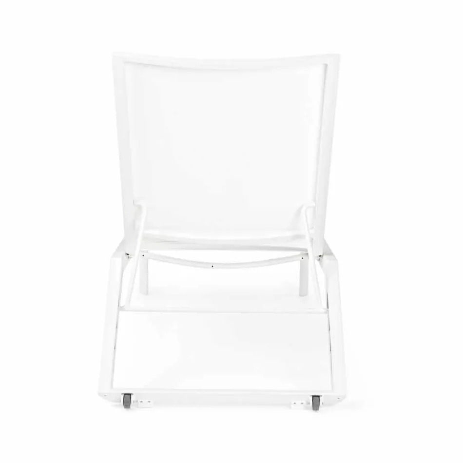 Reclining Outdoor Lounger with Aluminum and Textilene Wheels - Jewel Viadurini