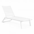 Reclining Outdoor Chaise Longue with Wheels, Aluminum and Textilene - Jewel