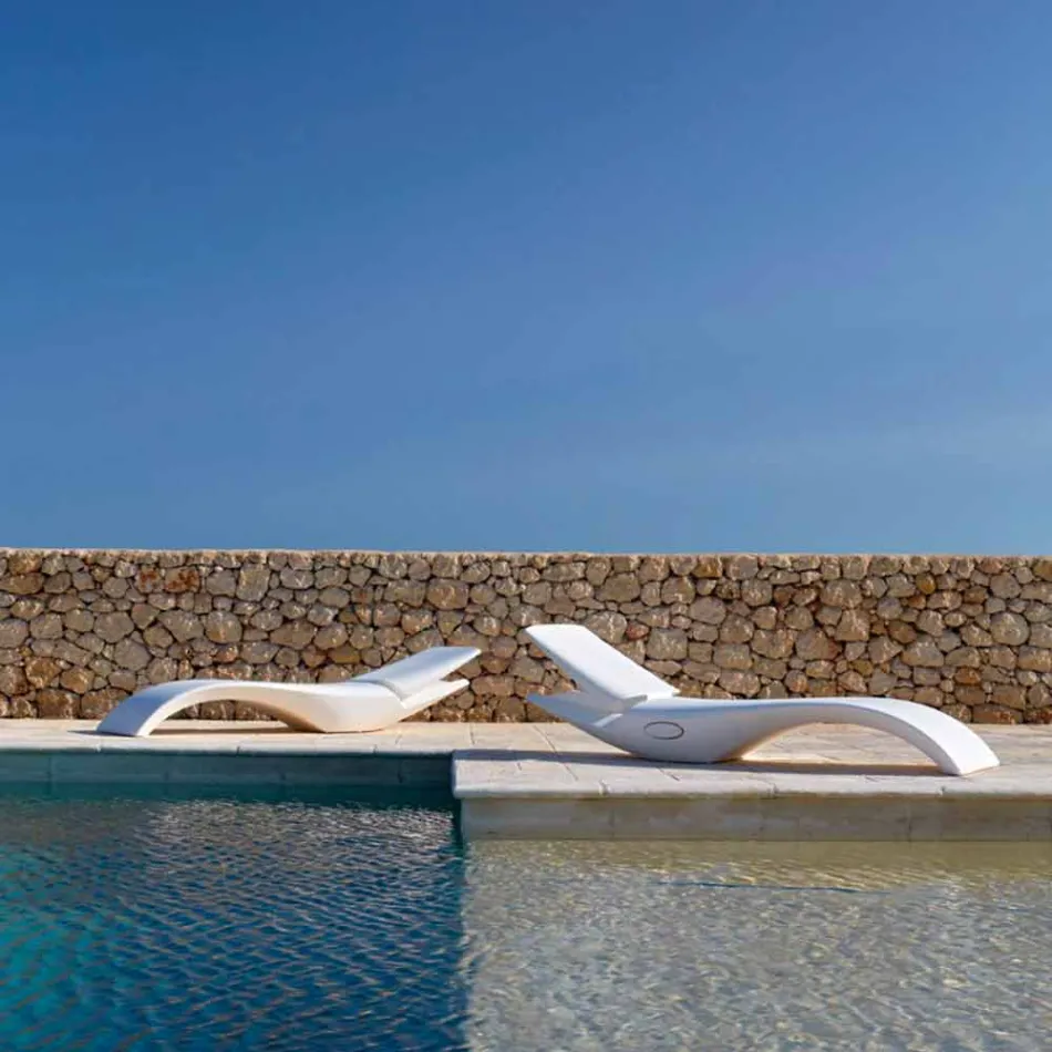Design Chaise Longue Garden Lounger in White Plastic - Zoe by Mayyour Viadurini