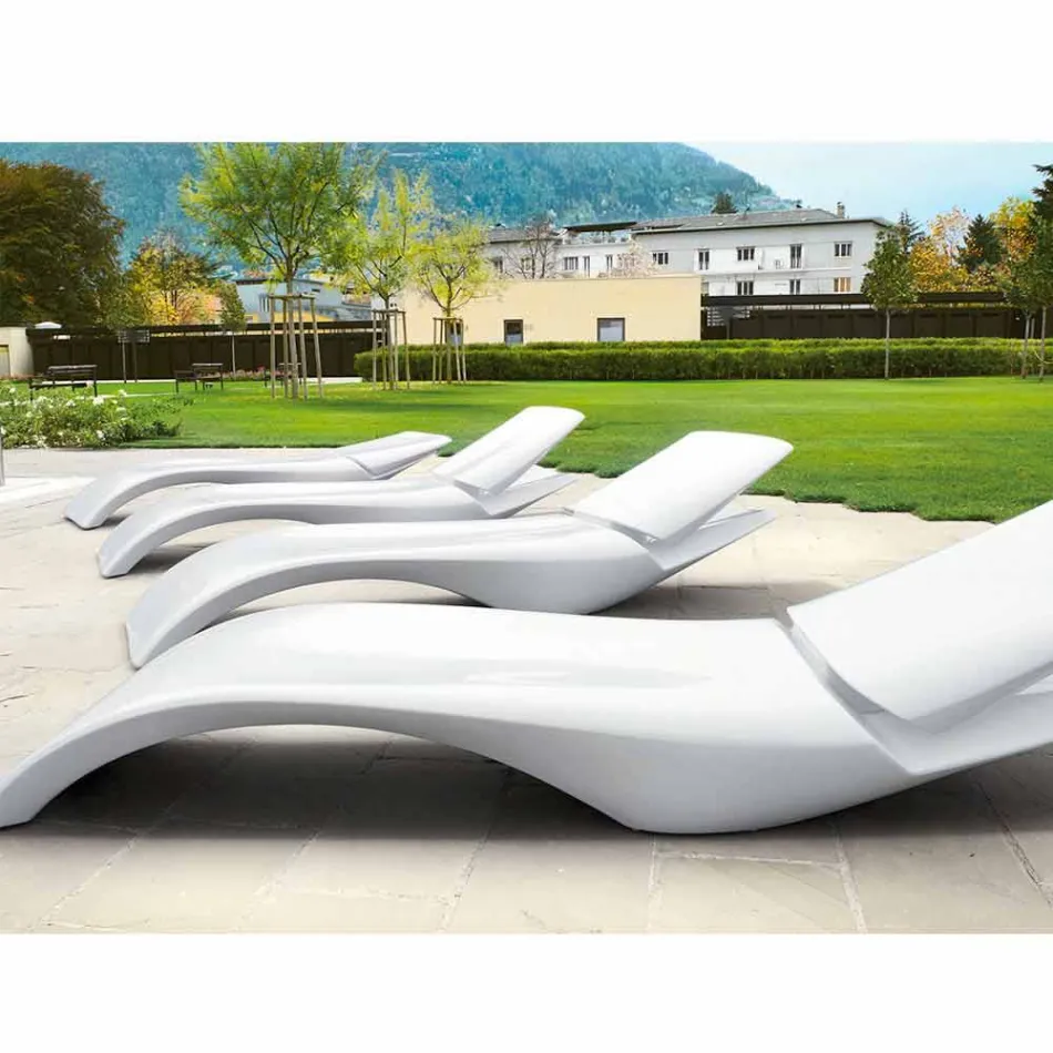 Design Chaise Longue Garden Lounger in White Plastic - Zoe by Mayyour Viadurini