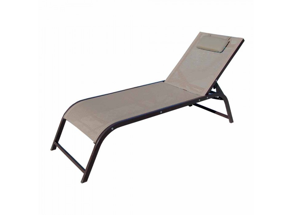 Garden Lounger in Aluminum and Luxury Canvas Made in Italy, 2 Pieces - Myrto Viadurini