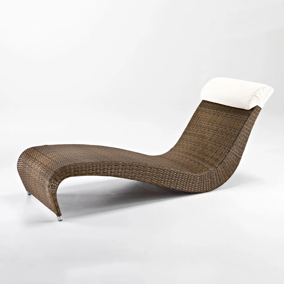 Polyrattan Garden Sunbed with Headrest Cushion - Viserys Viadurini
