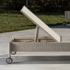 Poly Rattan Garden Lounger with Wheels - Sunbathe Viadurini