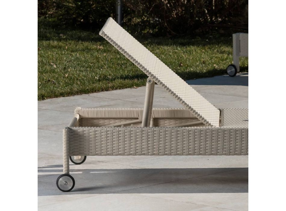 Poly Rattan Garden Lounger with Wheels - Sunbathe Viadurini