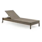 Poly Rattan Garden Lounger with Wheels - Sunbathe Viadurini