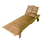 Teak Garden Lounger with Removable Table and Wheels - Oasi Viadurini