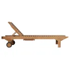 Teak Garden Lounger with Removable Table and Wheels - Oasi Viadurini