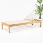 Teak and Rope Weave Garden Lounger - Jhon Viadurini