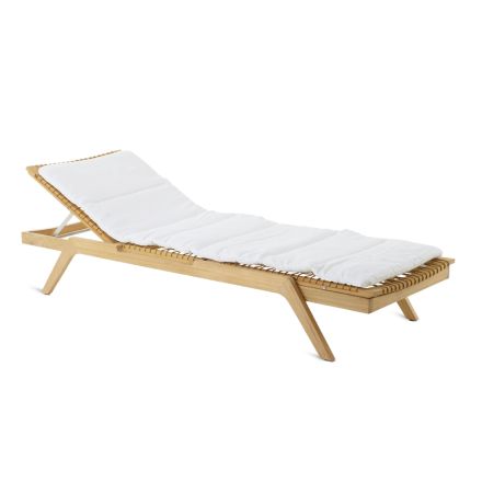 Stackable Outdoor Sunbed in Teak and WaProLace Made in Italy - Oracle Viadurini