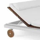 Outdoor Double Bed in White or Black Aluminum and Wood - Cynthia Viadurini