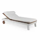Outdoor Double Bed in White or Black Aluminum and Wood - Cynthia Viadurini