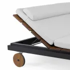 Outdoor Double Bed in White or Black Aluminum and Wood - Cynthia Viadurini