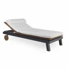 Outdoor Double Bed in White or Black Aluminum and Wood - Cynthia Viadurini