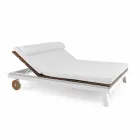 Outdoor Double Bed in White or Black Aluminum and Wood - Cynthia Viadurini