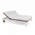 Double or Single Outdoor Sunbed in Aluminum and Wood - Cynthia