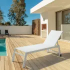 Modern Garden Sunbed in Aluminum with Wheels for Outdoors - Franz Viadurini