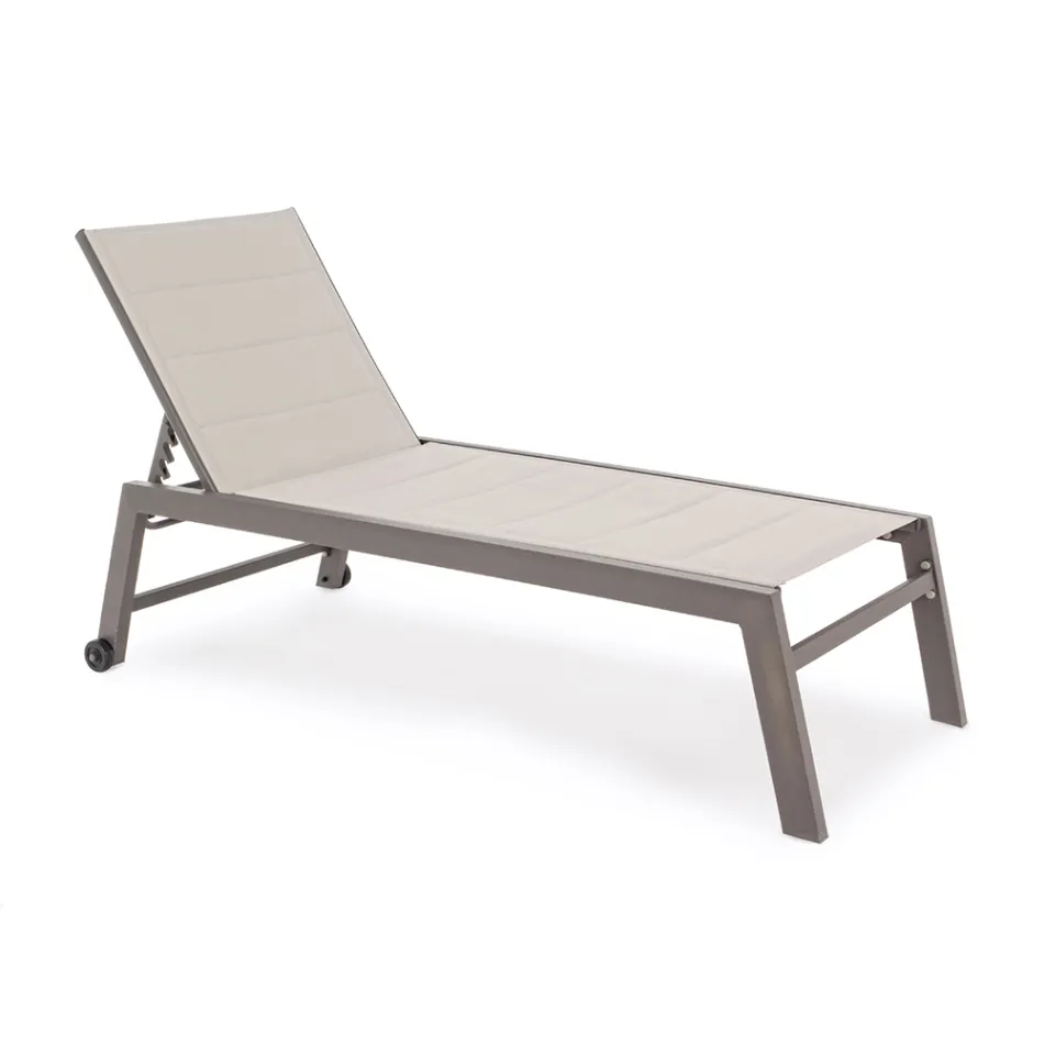 Modern Garden Sunbed in Aluminum with Wheels for Outdoors - Franz Viadurini