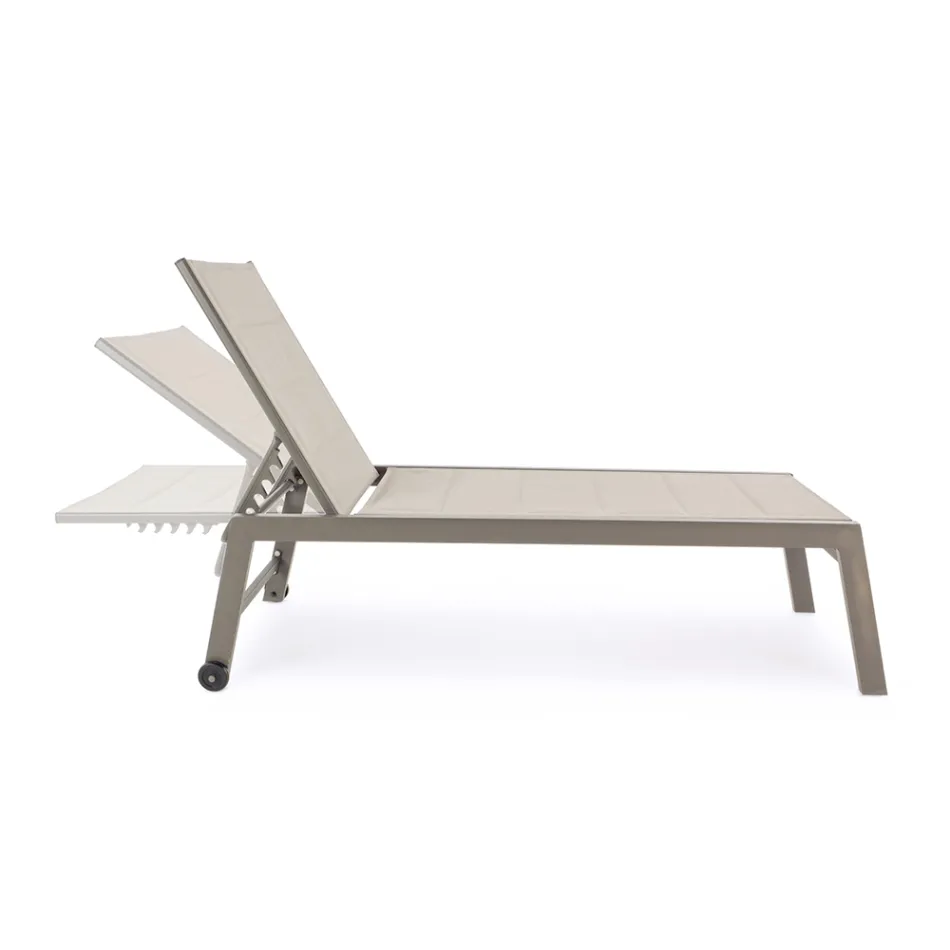 Modern Garden Sunbed in Aluminum with Wheels for Outdoors - Franz Viadurini