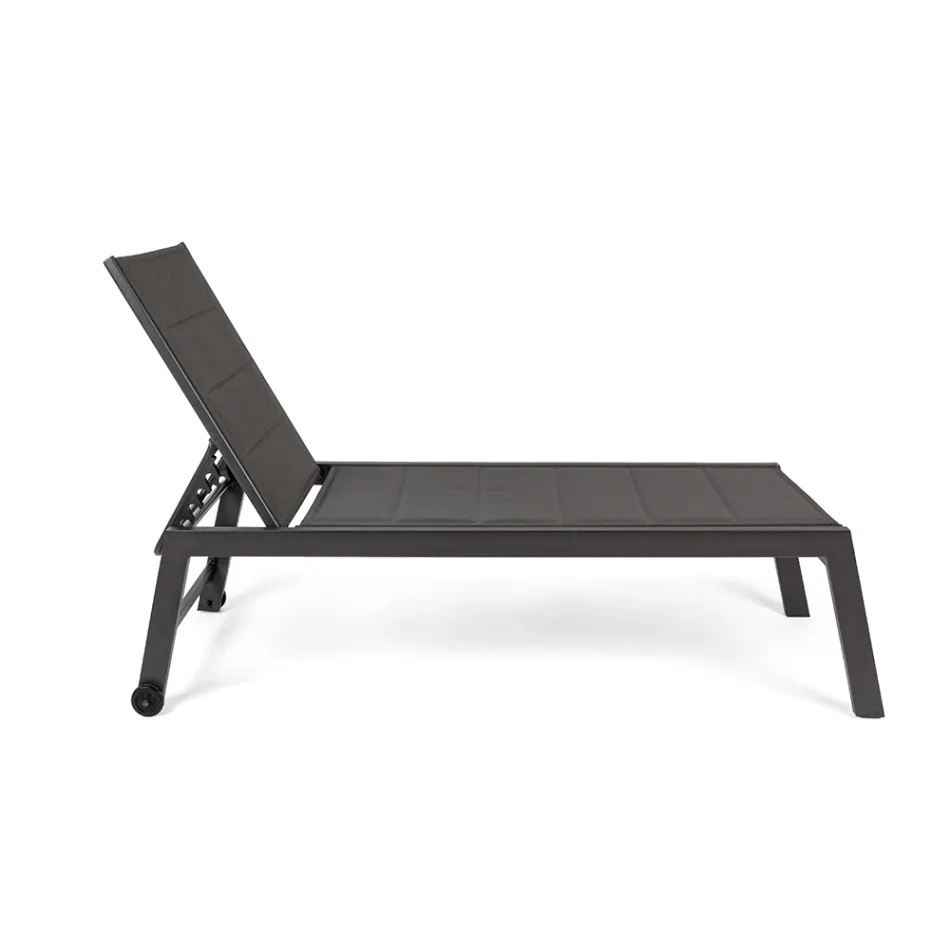 Modern Garden Sunbed in Aluminum with Wheels for Outdoors - Franz Viadurini