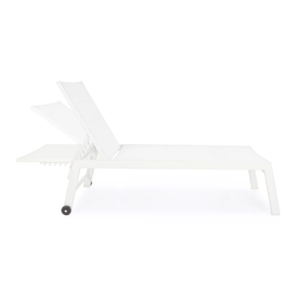 Modern Garden Sunbed in Aluminum with Wheels for Outdoors - Franz Viadurini