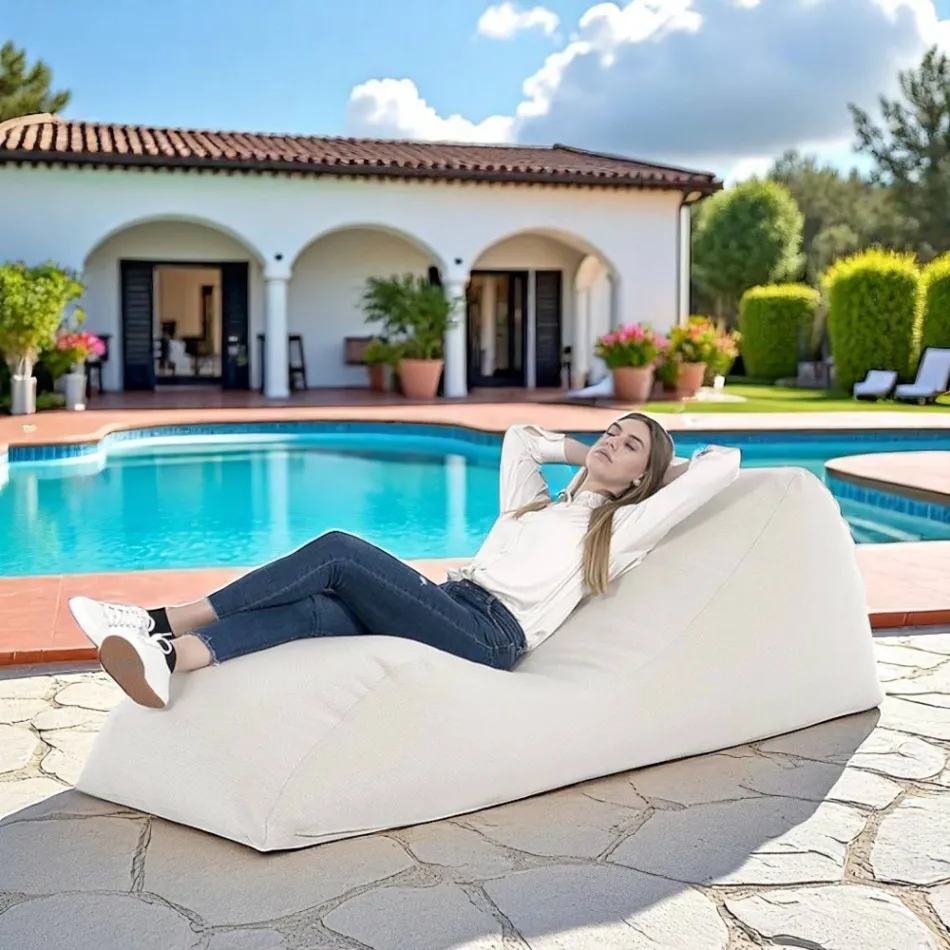 Maestrale Indoor Living Room Cot in Linen White Fabric Viadurini