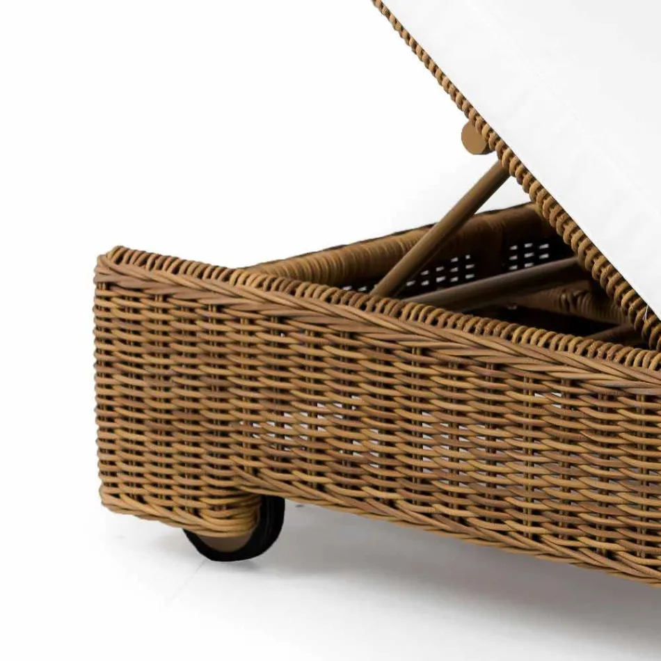 Single or Double Outdoor Sun Lounger in Luxury Synthetic Rattan - Yves Viadurini