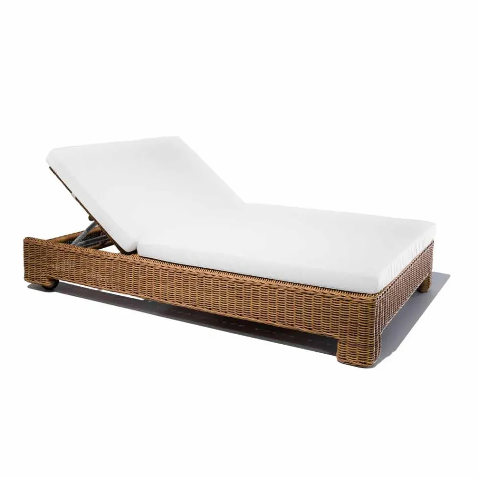 Single or Double Outdoor Sun Lounger in Luxury Synthetic Rattan - Yves Viadurini