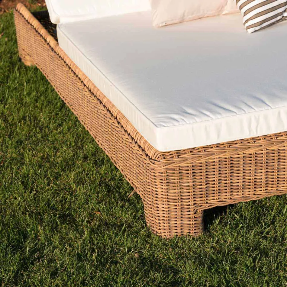 Single or Double Outdoor Sun Lounger in Luxury Synthetic Rattan - Yves Viadurini