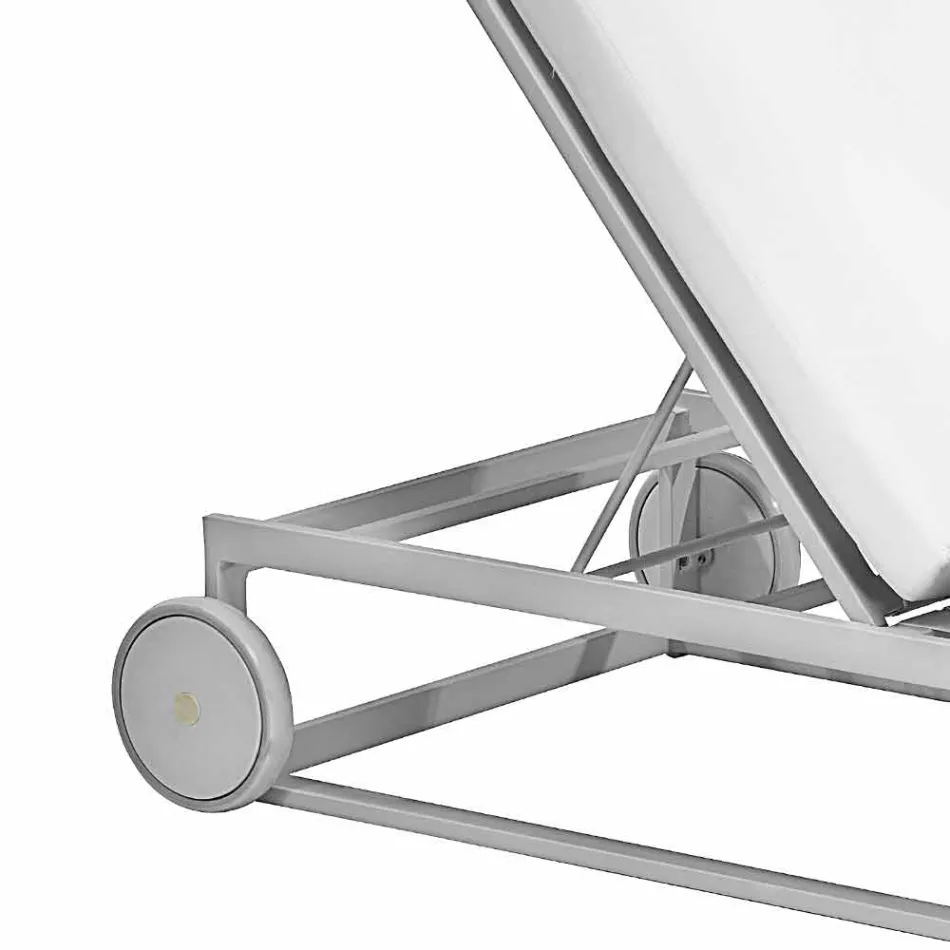 Garden Sun Lounger in Aluminum, Wheels and Reclining Backrest - Julie Viadurini