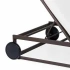 Garden Sun Lounger in Aluminum, Wheels and Reclining Backrest - Julie Viadurini