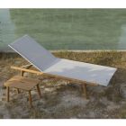 Adjustable Outdoor Sunbed in Teak and Textilene Made in Italy - Liberato Viadurini