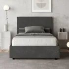 120x200 cm Bed with Rectangle Headboard in Microfiber Made in Italy - Brina Viadurini