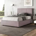 120x200 cm Bed with Rectangle Headboard in Microfiber Made in Italy - Brina Viadurini