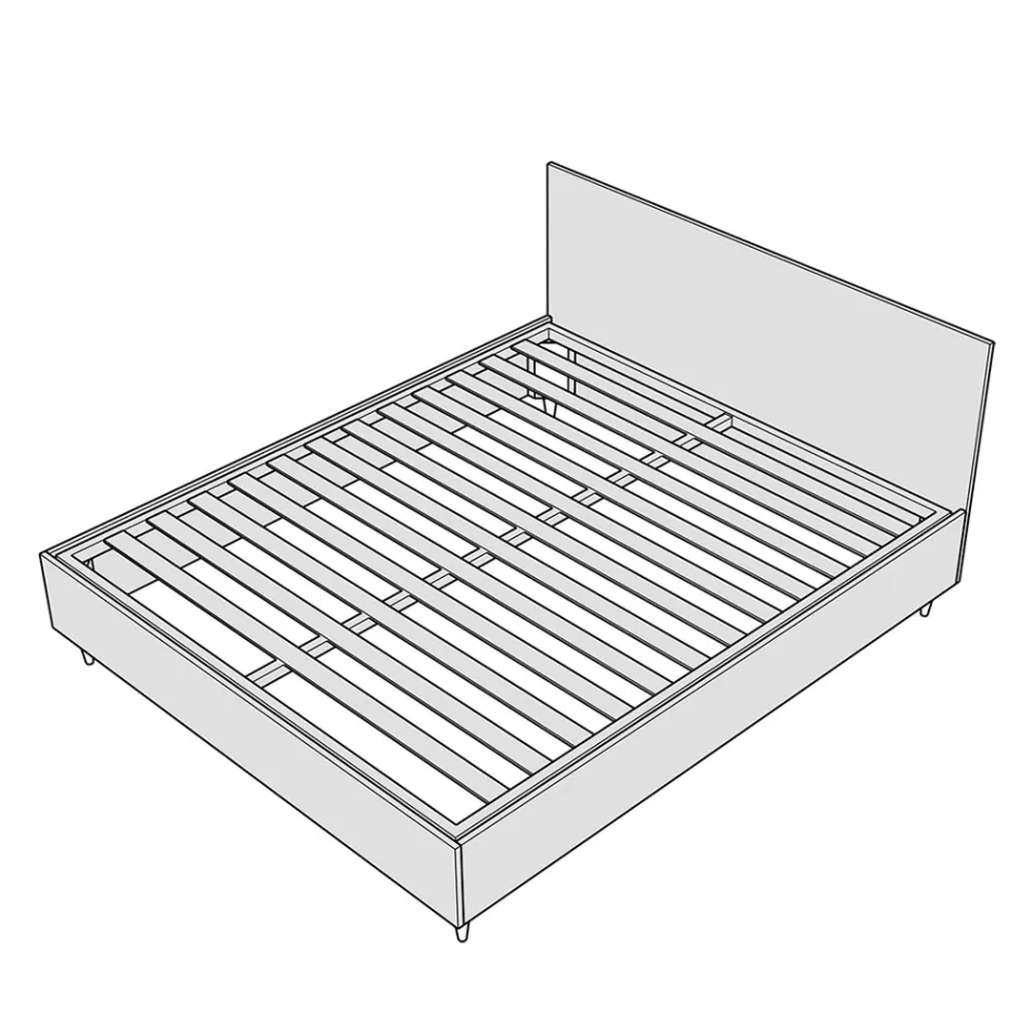 120x200 cm Bed with Headboard Decorated with Vertical Lines Made in Italy - Pattini Viadurini