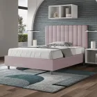 120x200 cm Microfiber Bed with Symmetrical Vertical Lines Made in Italy - Glove Viadurini