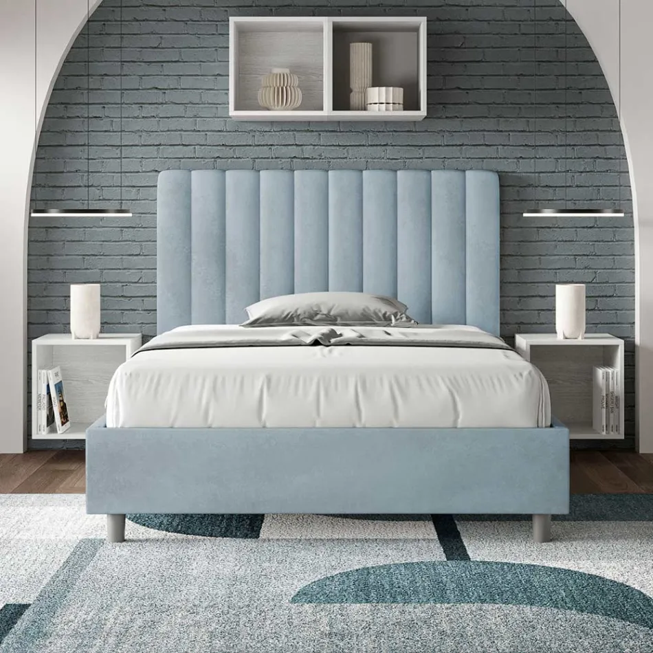 120x200 cm Microfiber Bed with Symmetrical Vertical Lines Made in Italy - Glove Viadurini