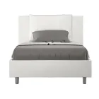 120x200 cm Bed with Headboard and Faux Leather Cushions Made in Italy - Olimpiadi Viadurini