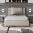 120x200 cm Bed with Headboard and Faux Leather Cushions Made in Italy - Olimpiadi Viadurini